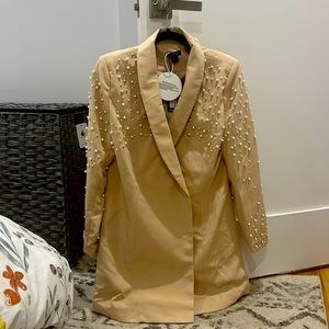 PETITE PEARL DETAIL BLAZER DRESS